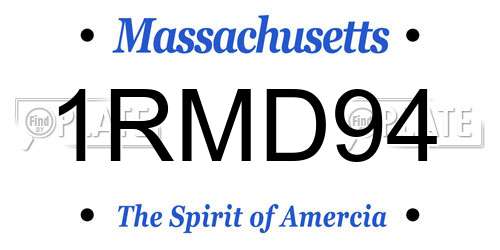 1RMD94 Massachusetts License Plate