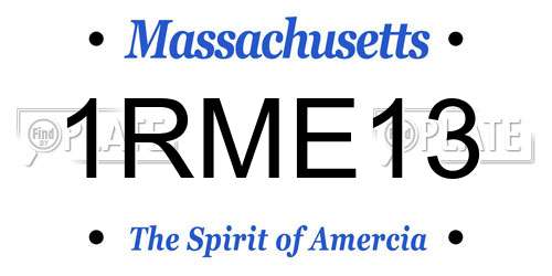 1RME13 Massachusetts License Plate