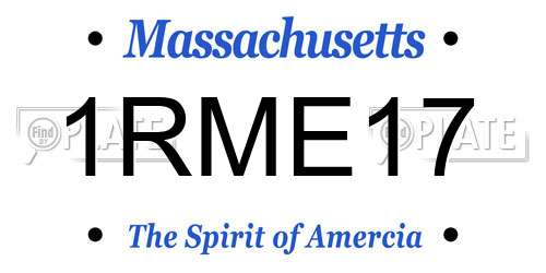 1RME17 Massachusetts License Plate