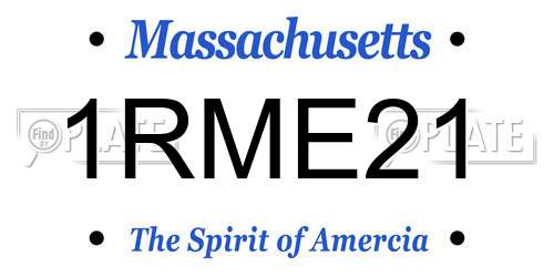 1RME21 Massachusetts License Plate