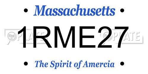 1RME27 Massachusetts License Plate