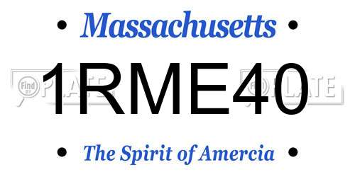 1RME40 Massachusetts License Plate
