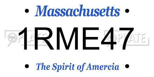 1RME47 Massachusetts License Plate