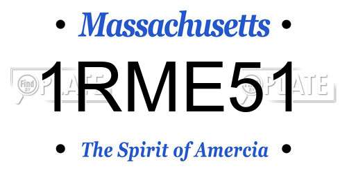 1RME51 Massachusetts License Plate