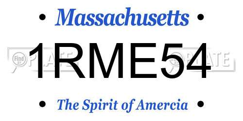 1RME54 Massachusetts License Plate