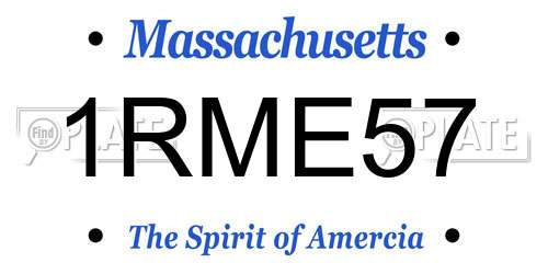 1RME57 Massachusetts License Plate