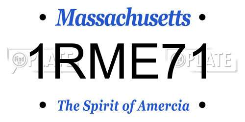 1RME71 Massachusetts License Plate