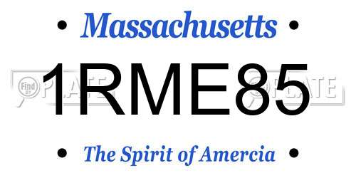 1RME85 Massachusetts License Plate