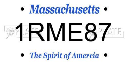 1RME87 Massachusetts License Plate