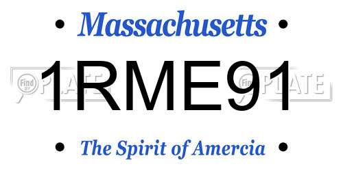 1RME91 Massachusetts License Plate
