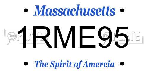1RME95 Massachusetts License Plate