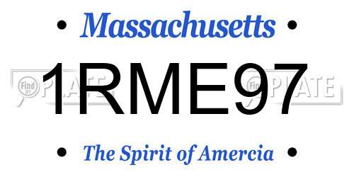 1RME97 Massachusetts License Plate