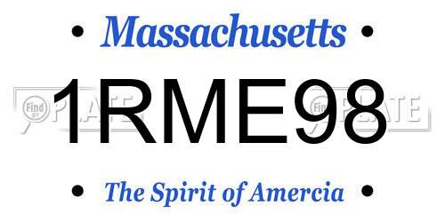 1RME98 Massachusetts License Plate