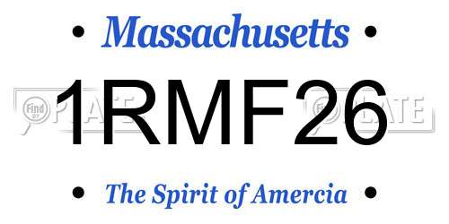 1RMF26 Massachusetts License Plate