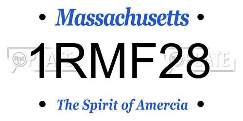 1RMF28 Massachusetts License Plate