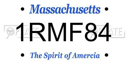 1RMF84 Massachusetts License Plate