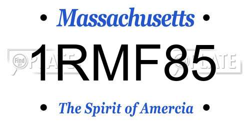 1RMF85 Massachusetts License Plate