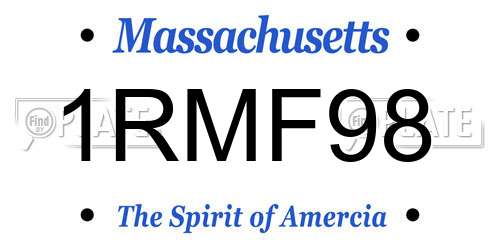 1RMF98 Massachusetts License Plate