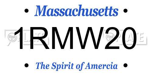 1RMW20 Massachusetts License Plate