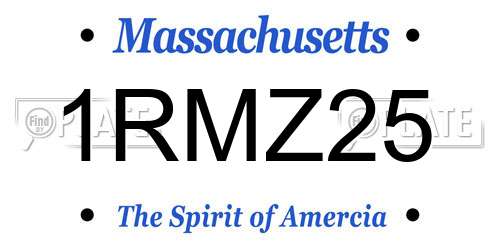 1RMZ25 Massachusetts License Plate