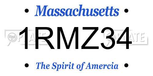 1RMZ34 Massachusetts License Plate