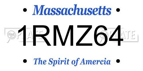 1RMZ64 Massachusetts License Plate