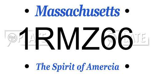 1RMZ66 Massachusetts License Plate