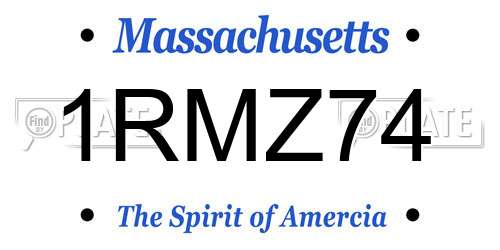 1RMZ74 Massachusetts License Plate