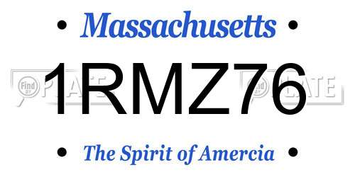 1RMZ76 Massachusetts License Plate