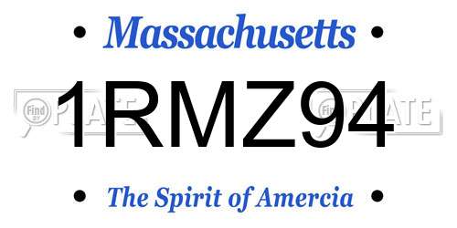 1RMZ94 Massachusetts License Plate