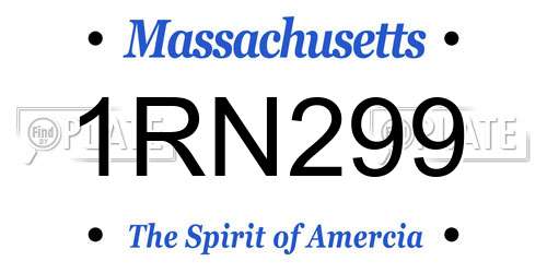 1RN299 Massachusetts License Plate