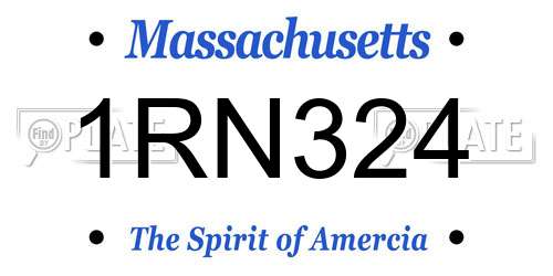 1RN324 Massachusetts License Plate