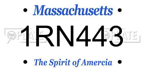 1RN443 Massachusetts License Plate