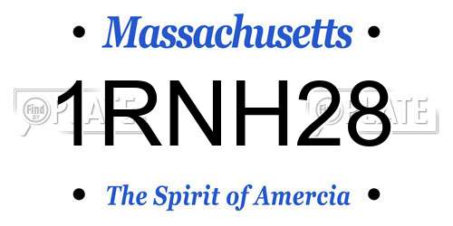 1RNH28 Massachusetts License Plate