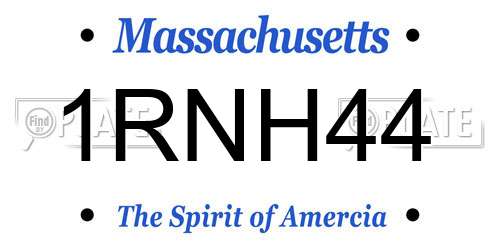 1RNH44 Massachusetts License Plate