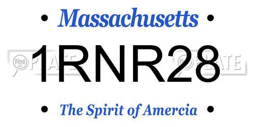1RNR28 Massachusetts License Plate