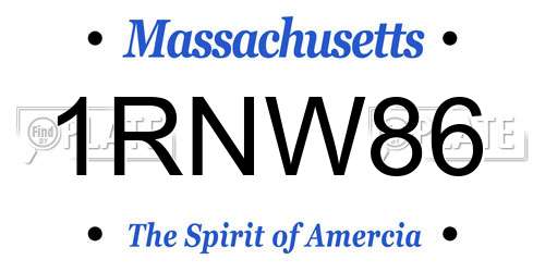 1RNW86 Massachusetts License Plate