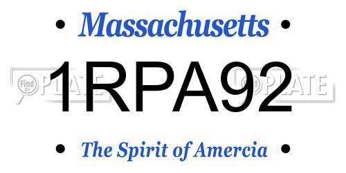 1RPA92 Massachusetts License Plate