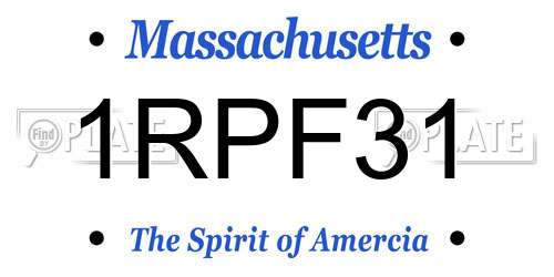 1RPF31 Massachusetts License Plate