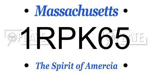 1RPK65 Massachusetts License Plate