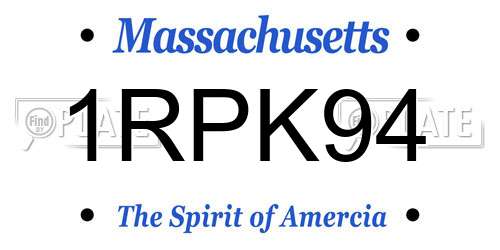 1RPK94 Massachusetts License Plate