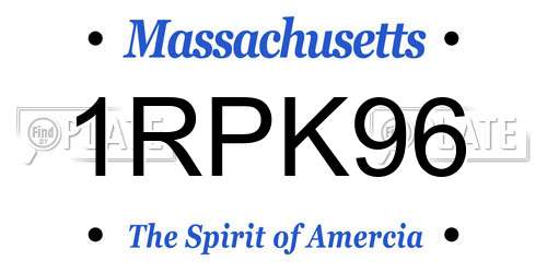 1RPK96 Massachusetts License Plate