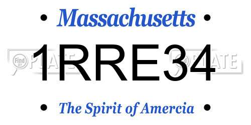 1RRE34 Massachusetts License Plate