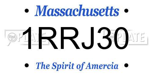 1RRJ30 Massachusetts License Plate