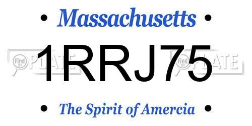 1RRJ75 Massachusetts License Plate