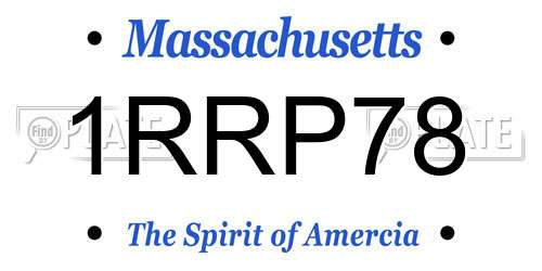 1RRP78 Massachusetts License Plate