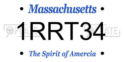 1RRT34 Massachusetts License Plate