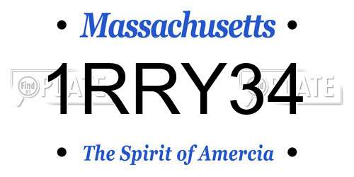 1RRY34 Massachusetts License Plate