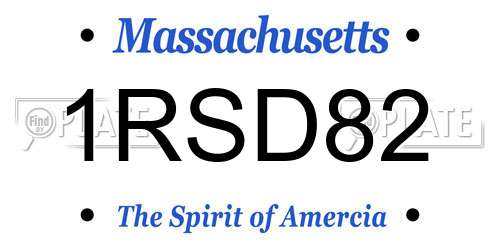 1RSD82 Massachusetts License Plate
