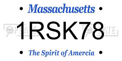 1RSK78 Massachusetts License Plate